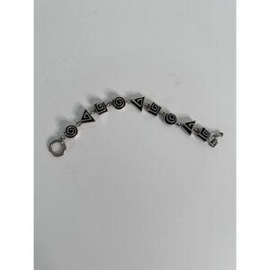 Vintage 925 Sterling Silver Thick Swirl Geometrical Pattern Linked Bracelet 46g